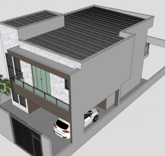 全现代住宅建筑SU模型下载_sketchup草图大师SKP模型