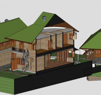 中式别墅住宅SU模型下载_sketchup草图大师SKP模型