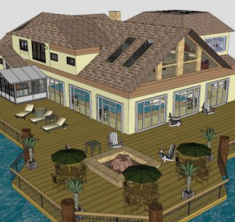 度假建筑别墅SU模型下载_sketchup草图大师SKP模型