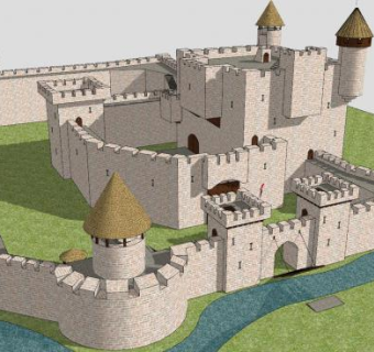 现代城堡户外建筑SU模型下载_sketchup草图大师SKP模型