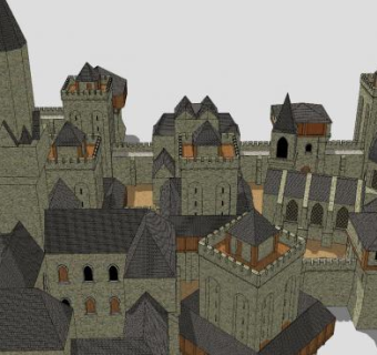 巨大城堡主题建筑SU模型下载_sketchup草图大师SKP模型