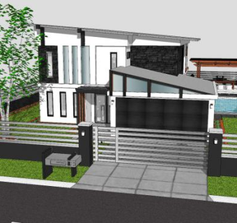 户外别墅住宅建筑SU模型下载_sketchup草图大师SKP模型