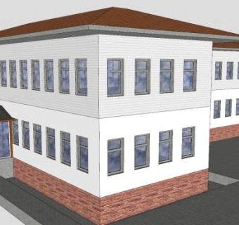 双层楼房建筑大楼SU模型下载_sketchup草图大师SKP模型