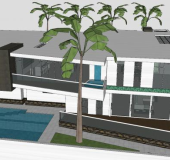 大型现代化房子SU模型下载_sketchup草图大师SKP模型