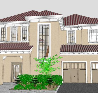 地中海住宅建筑SU模型下载_sketchup草图大师SKP模型