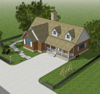简单房子建筑SU模型下载_sketchup草图大师SKP模型