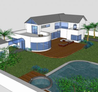 漂亮房子建筑别墅SU模型下载_sketchup草图大师SKP模型