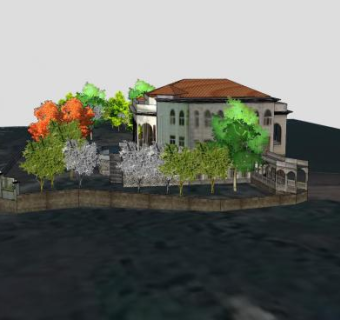 现代观海别墅建筑SU模型下载_sketchup草图大师SKP模型