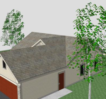 平房风格房子建筑SU模型下载_sketchup草图大师SKP模型