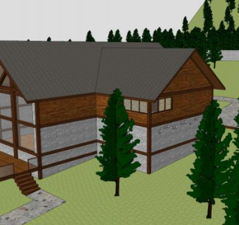 湖边房子别墅SU模型下载_sketchup草图大师SKP模型