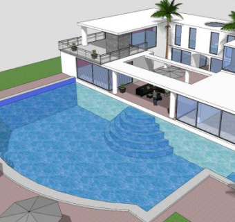 豪华别墅建筑住宅SU模型下载_sketchup草图大师SKP模型