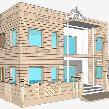 超<em>豪华</em>豪宅建筑SU模型下载_sketchup草图大师SKP模型