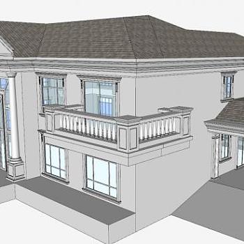 别墅家庭户外建筑SU模型下载_sketchup草图大师SKP模型