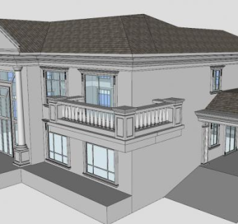 别墅家庭户外建筑SU模型下载_sketchup草图大师SKP模型