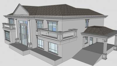 别墅家庭户外建筑SU模型下载_sketchup草图大师SKP模型