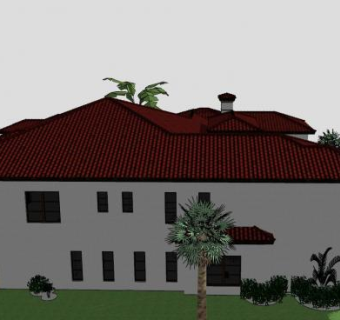 西班牙户外别墅建筑SU模型下载_sketchup草图大师SKP模型