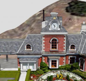 梦幻庄园别墅建筑SU模型下载_sketchup草图大师SKP模型