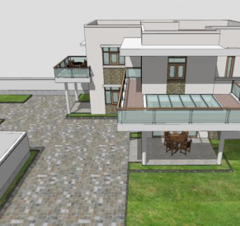 园亭花园建筑房子SU模型下载_sketchup草图大师SKP模型