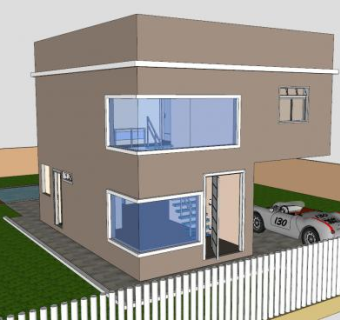 现代化别墅房子建筑SU模型下载_sketchup草图大师SKP模型