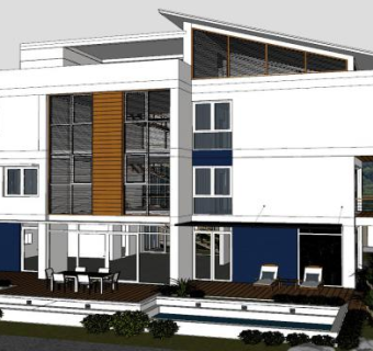 现代别墅户外住宅建筑SU模型下载_sketchup草图大师SKP模型
