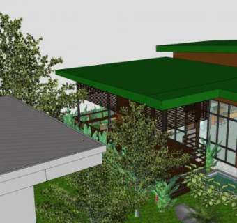 空气导航别墅建筑SU模型下载_sketchup草图大师SKP模型