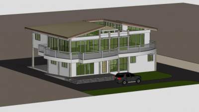 现代海滨别墅户外建筑SU模型下载_sketchup草图大师SKP模型