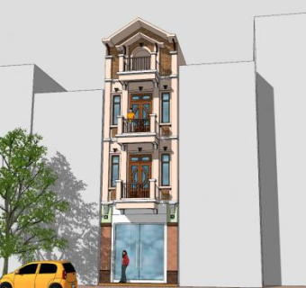 现代街屋建筑SU模型下载_sketchup草图大师SKP模型