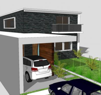 现代住宅户外别墅建筑SU模型下载_sketchup草图大师SKP模型