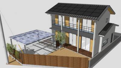 现代化别墅户外建筑SU模型下载_sketchup草图大师SKP模型