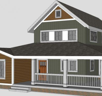 当代农舍建筑SU模型下载_sketchup草图大师SKP模型