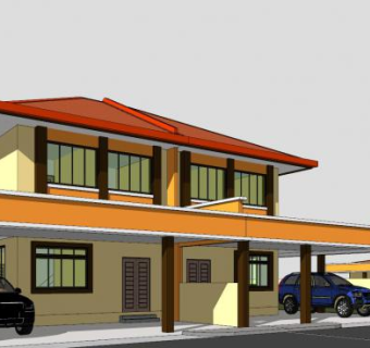 露台半独立别墅SU模型下载_sketchup草图大师SKP模型