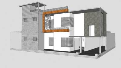 现代化别墅住宅SU模型下载_sketchup草图大师SKP模型