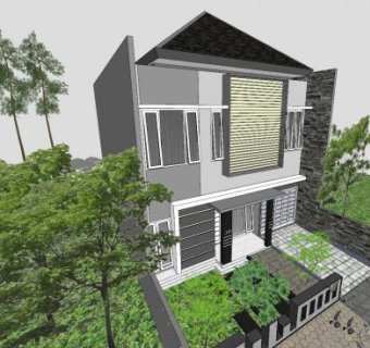 简单别墅建筑SU模型下载_sketchup草图大师SKP模型