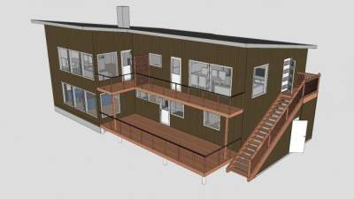 别墅室外建筑SU模型下载_sketchup草图大师SKP模型