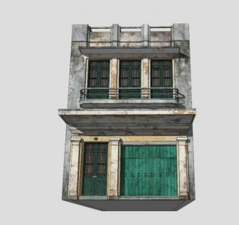老式房子建筑别墅SU模型下载_sketchup草图大师SKP模型