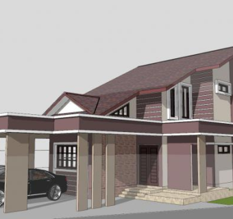 简欧户外建筑别墅SU模型下载_sketchup草图大师SKP模型