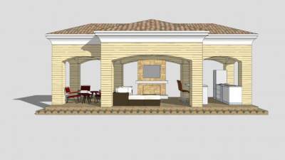 建筑休闲小屋SU模型下载_sketchup草图大师SKP模型