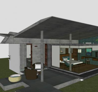 别墅室内建筑SU模型下载_sketchup草图大师SKP模型