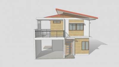 现代双层住宅SU模型下载_sketchup草图大师SKP模型