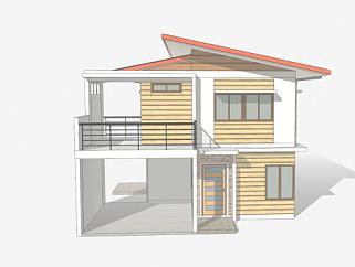 现代双层住宅SU模型下载_sketchup草图大师SKP模型