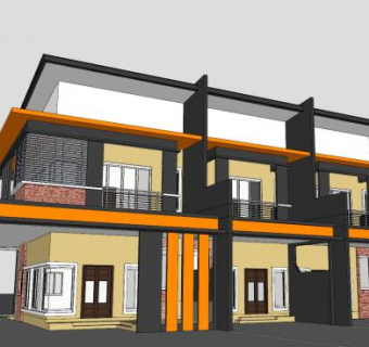 阳台别墅房子SU模型下载_sketchup草图大师SKP模型