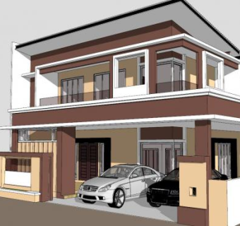 半独立建筑SU模型下载_sketchup草图大师SKP模型