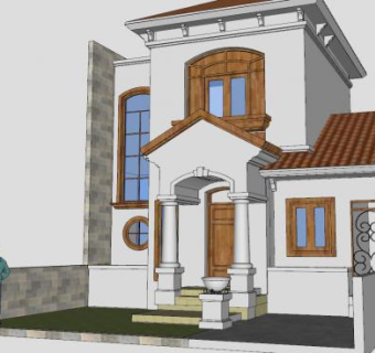 汤豪斯别墅建筑SU模型下载_sketchup草图大师SKP模型