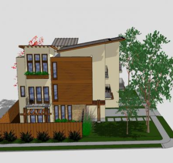 双工装置别墅建筑SU模型下载_sketchup草图大师SKP模型