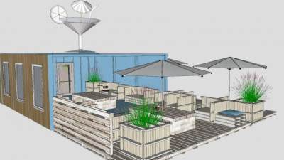 漂亮海滨别墅建筑SU模型下载_sketchup草图大师SKP模型