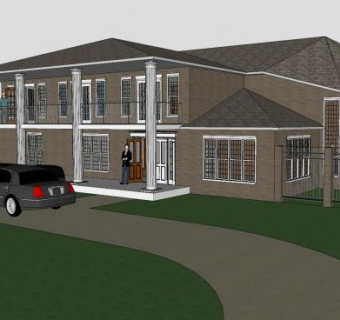 户外城堡别墅建筑SU模型下载_sketchup草图大师SKP模型