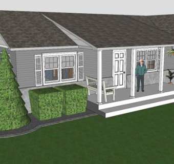 别墅牧场小屋建筑SU模型下载_sketchup草图大师SKP模型