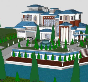 暮光之城户外别墅建筑SU模型下载_sketchup草图大师SKP模型