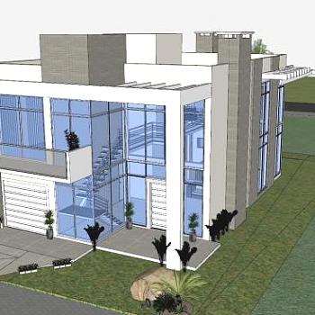 住宅外观建筑别墅SU模型下载_sketchup草图大师SKP模型