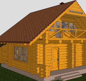 拉脱维亚小木屋别墅建筑SU模型下载_sketchup草图大师SKP模型